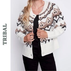 Tribal Fair Isle Moonstone Cardigan Medium
